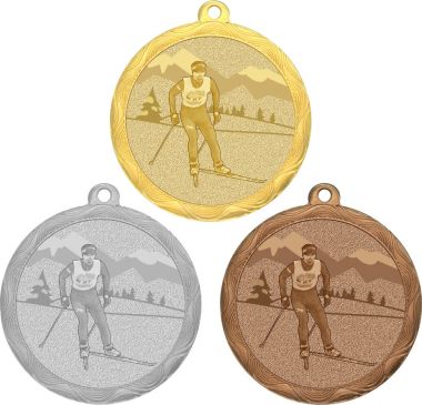Комплект из трёх медалей №2221 (Лыжный спорт, диаметр 50 мм, металл. Место для вставок: обратная сторона диаметр 45 мм)
