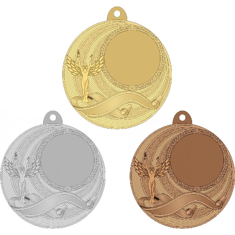 Комплект из трёх медалей №2227 (Ника, диаметр 50 мм, металл. Место для вставок: лицевая диаметр 25 мм, обратная сторона диаметр 45 мм)