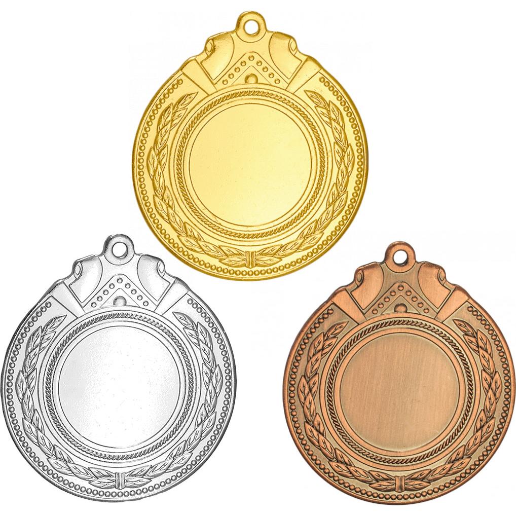 Комплект из трёх медалей №2234 (Диаметр 50 мм, металл. Место для вставок: лицевая диаметр 25 мм, обратная сторона диаметр 45 мм)