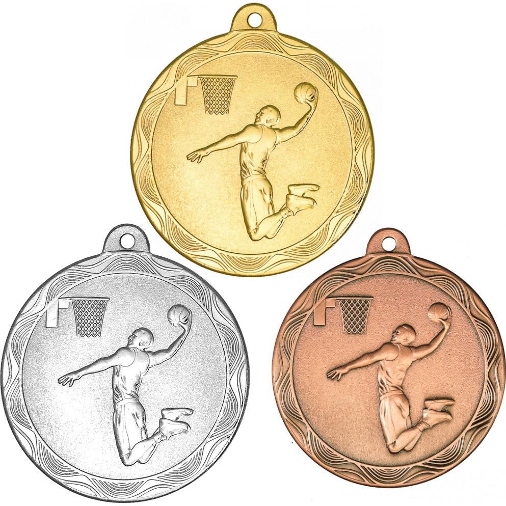 Комплект из трёх медалей №2236 (Баскетбол, диаметр 50 мм, металл. Место для вставок: обратная сторона диаметр 45 мм)