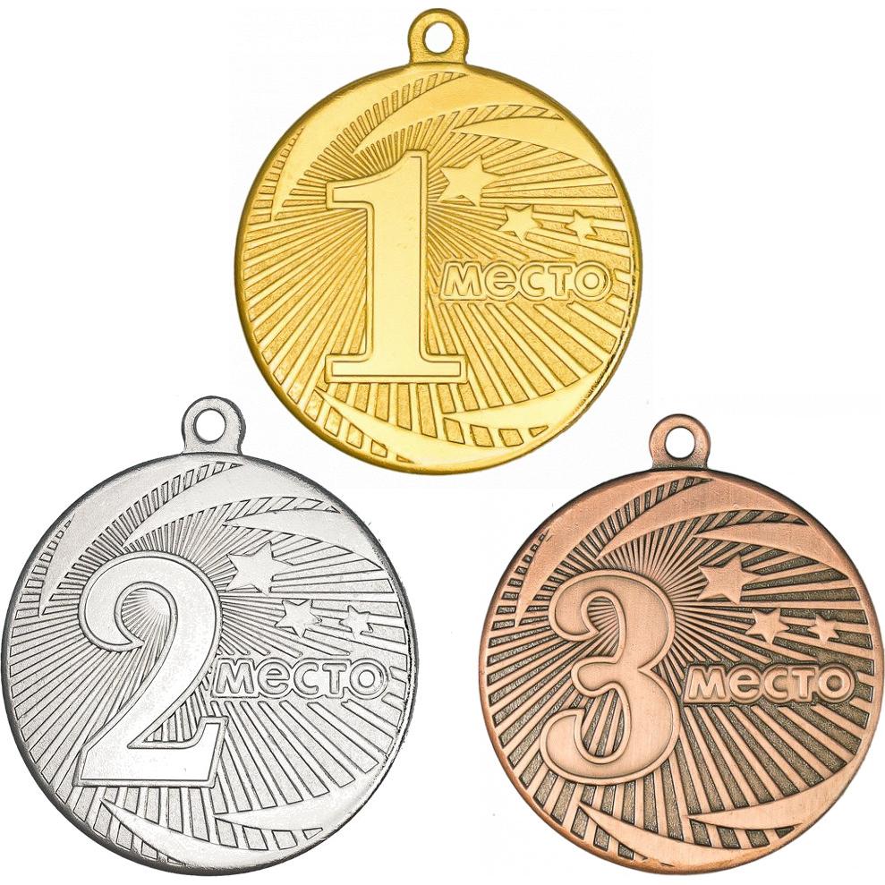 Комплект из трёх медалей №2240 (1, 2, 3 место, диаметр 40 мм, металл. Место для вставок: обратная сторона диаметр 35 мм)