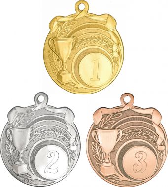 Комплект из трёх медалей №2252 (1, 2, 3 место, диаметр 65 мм, металл. Место для вставок: обратная сторона диаметр 50 мм)
