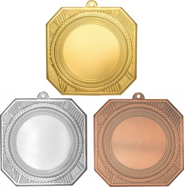 Комплект из трёх медалей №2276 (Диаметр 80 мм, металл. Место для вставок: лицевая диаметр 50 мм, обратная сторона диаметр 65 мм)