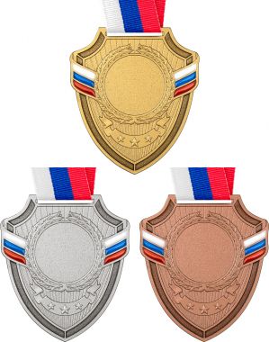 Комплект из трёх медалей №2315 (Размер 56x65 мм, металл. Место для вставок: лицевая диаметр 25 мм, обратная сторона размер по шаблону)
