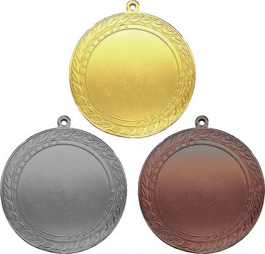 Комплект из трёх медалей №2349 (Диаметр 70 мм, металл. Место для вставок: лицевая диаметр 50 мм, обратная сторона диаметр 52 мм)
