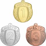Комплект из трёх медалей №2369 (1, 2, 3 место, диаметр 55 мм, металл. Место для вставок: обратная сторона размер по шаблону)