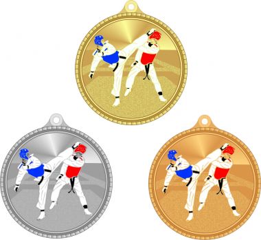 Комплект из трёх медалей №2374 (Тхэквондо, диаметр 55 мм, металл. Место для вставок: обратная сторона диаметр 40 мм)