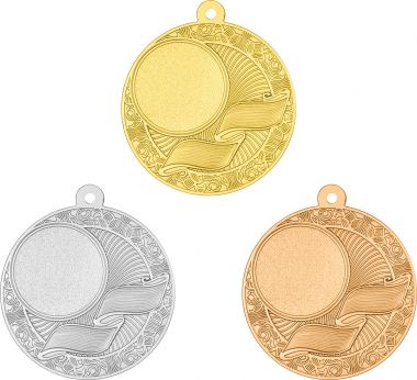 Комплект из трёх медалей №2375 (Диаметр 50 мм, металл. Место для вставок: лицевая диаметр 25 мм, обратная сторона диаметр 45 мм)