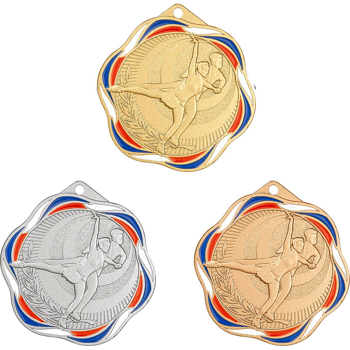 Комплект из трёх медалей №2417 (Фигурное катание, диаметр 50 мм, металл. Место для вставок: обратная сторона диаметр 45 мм)