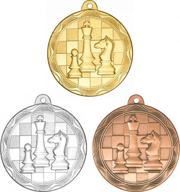 Комплект из трёх медалей №2420 (Шахматы, диаметр 50 мм, металл. Место для вставок: обратная сторона диаметр 45 мм)