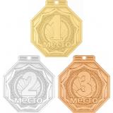 Комплект из трёх медалей №2421 (1, 2, 3 место, размер 50x55 мм, металл. Место для вставок: обратная сторона размер по шаблону)