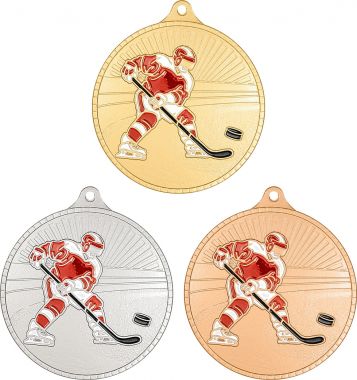 Комплект из трёх медалей №2430 (Хоккей, диаметр 60 мм, металл. Место для вставок: обратная сторона диаметр 50 мм)