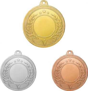 Комплект из трёх медалей №2432 (Диаметр 50 мм, металл. Место для вставок: лицевая диаметр 25 мм, обратная сторона диаметр 45 мм)