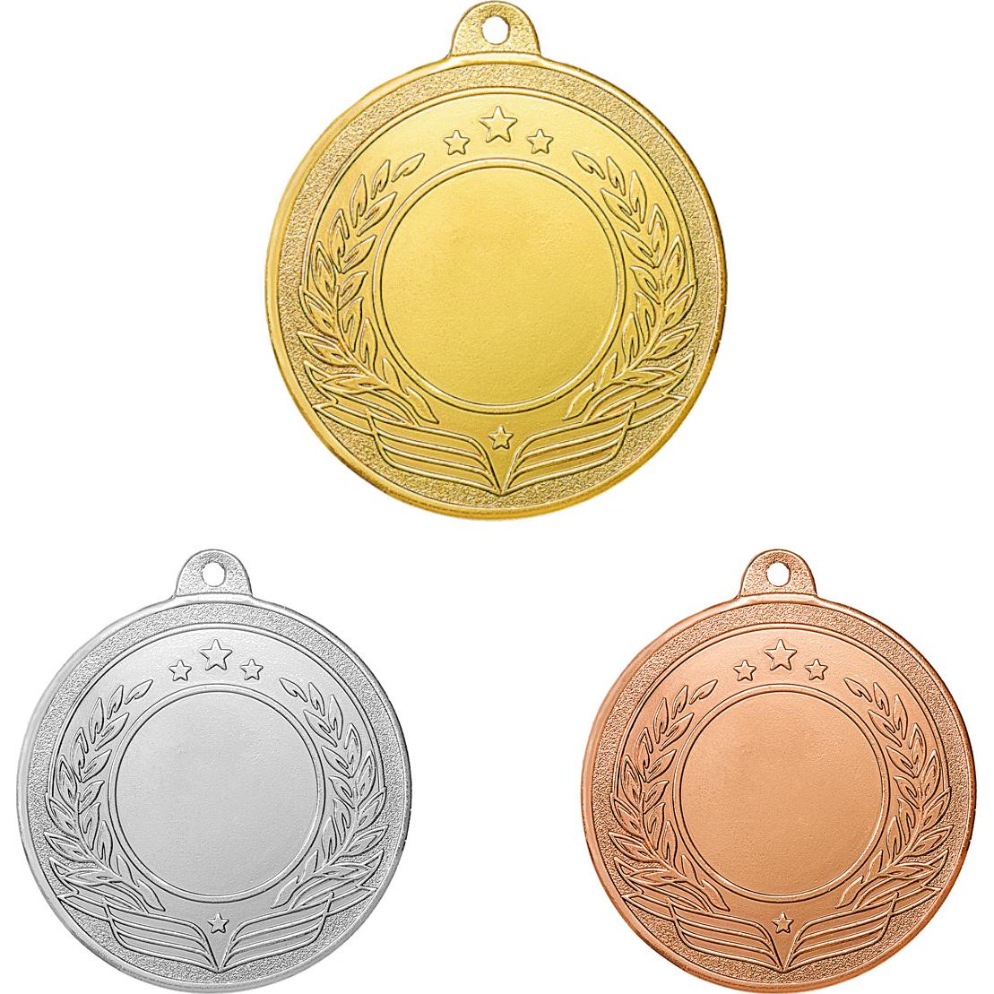 Комплект из трёх медалей №2432 (Диаметр 50 мм, металл. Место для вставок: лицевая диаметр 25 мм, обратная сторона диаметр 45 мм)