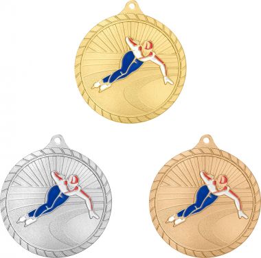 Комплект из трёх медалей №2434 (Конькобежный спорт, диаметр 60 мм, металл. Место для вставок: обратная сторона диаметр 50 мм)