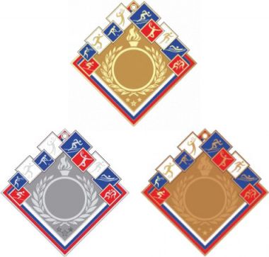Комплект из трёх медалей №2462 (Размер 60x60 мм, металл. Место для вставок: лицевая диаметр 25 мм, обратная сторона размер по шаблону)