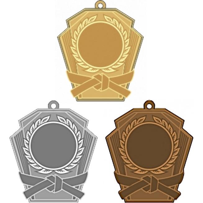 Комплект из трёх медалей №2467 (Кимоно, размер 50x53 мм, металл. Место для вставок: лицевая диаметр 25 мм, обратная сторона размер по шаблону)