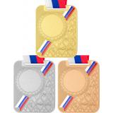 Комплект из трёх медалей №2494 c лентой (Размер 48x65 мм, металл. Место для вставок: лицевая диаметр 25 мм, обратная сторона размер по шаблону)