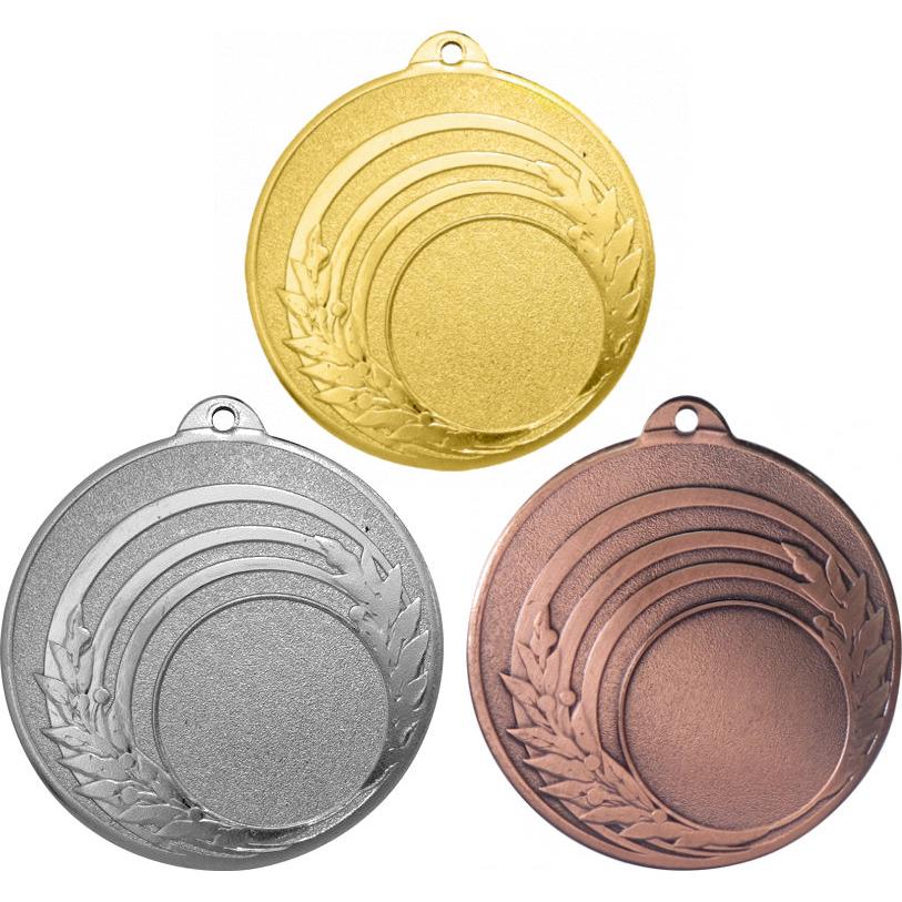 Комплект из трёх медалей №2502 (Диаметр 50 мм, металл. Место для вставок: лицевая диаметр 25 мм, обратная сторона диаметр 45 мм)