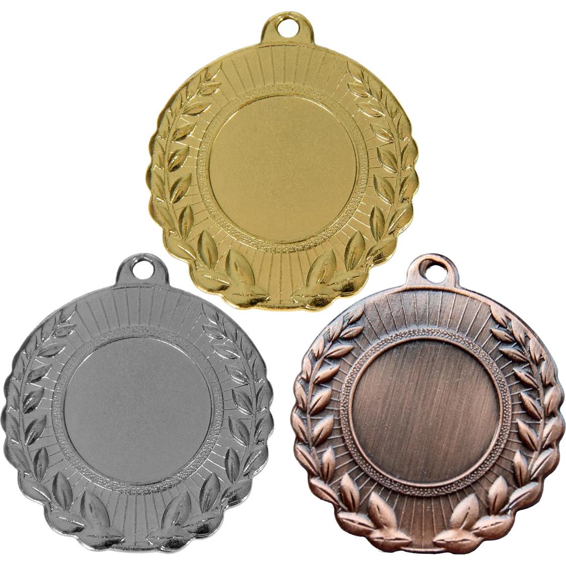 Комплект из трёх медалей №29 (Диаметр 50 мм, металл. Место для вставок: лицевая диаметр 25 мм, обратная сторона размер по шаблону)