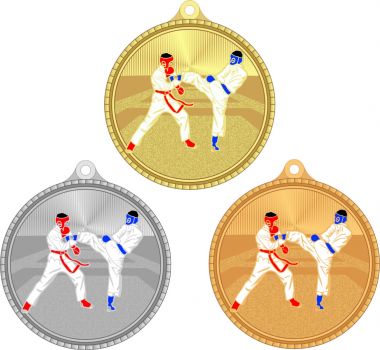 Комплект из трёх медалей №3278 (Тхэквондо, диаметр 55 мм, металл. Место для вставок: обратная сторона диаметр 40 мм)