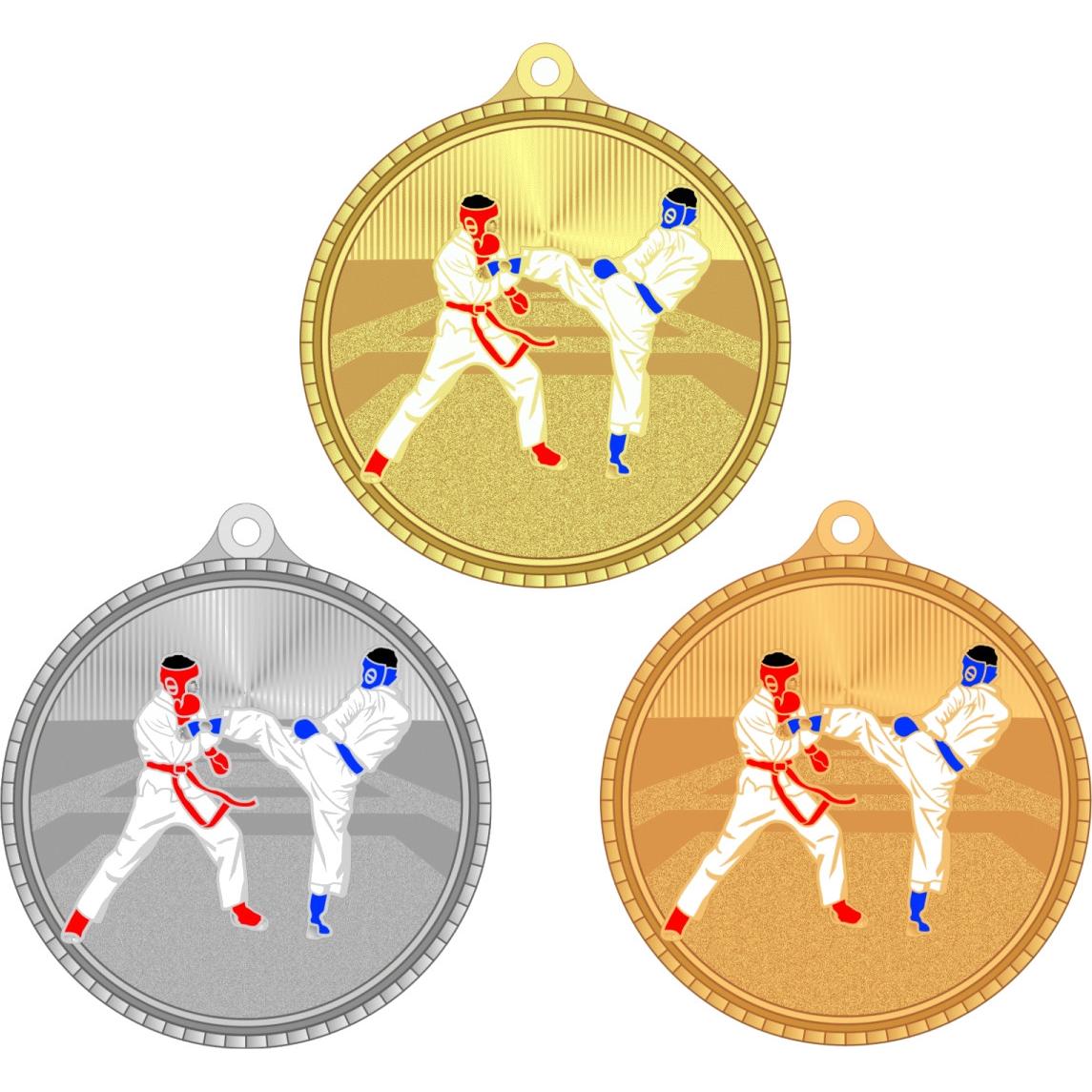 Комплект из трёх медалей №3278 (Тхэквондо, диаметр 55 мм, металл. Место для вставок: обратная сторона диаметр 40 мм)