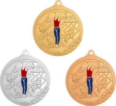 Комплект из трёх медалей №3279 (Гимнастика, диаметр 55 мм, металл. Место для вставок: обратная сторона диаметр 40 мм)