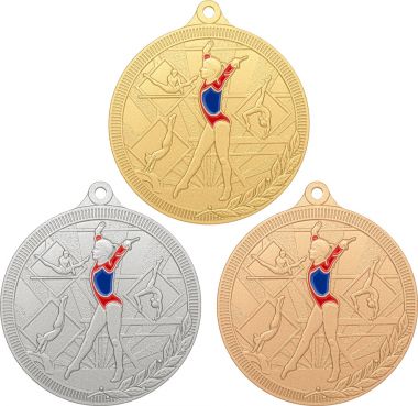 Комплект из трёх медалей №3280 (Гимнастика, диаметр 55 мм, металл. Место для вставок: обратная сторона диаметр 40 мм)