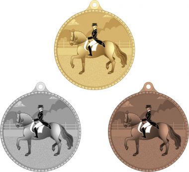 Комплект из трёх медалей №3283 (Конный спорт, диаметр 55 мм, металл. Место для вставок: обратная сторона диаметр 40 мм)