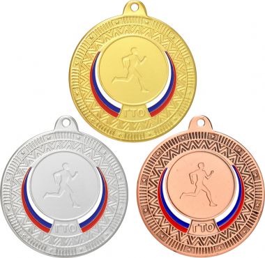 Комплект из трёх медалей №3454 (ГТО, диаметр 50 мм, металл. Место для вставок: лицевая диаметр 25 мм, обратная сторона диаметр 45 мм)
