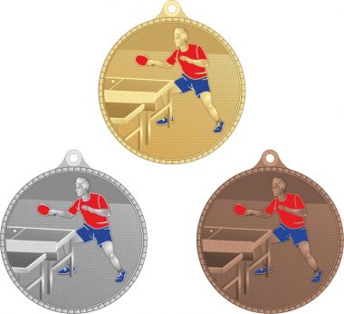 Комплект из трёх медалей №3455 (Настольный теннис, диаметр 55 мм, металл. Место для вставок: обратная сторона диаметр 40 мм)