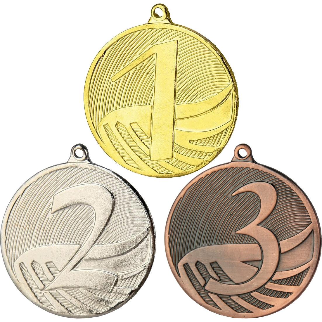 Комплект из трёх медалей №3492 (1, 2, 3 место, диаметр 70 мм, металл. Место для вставок: лицевая диаметр 25 мм, обратная сторона диаметр 46 мм)