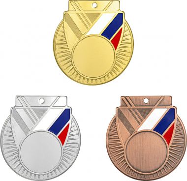 Комплект из трёх медалей №3498 (Диаметр 55 мм, металл. Место для вставок: лицевая диаметр 25 мм, обратная сторона размер по шаблону)