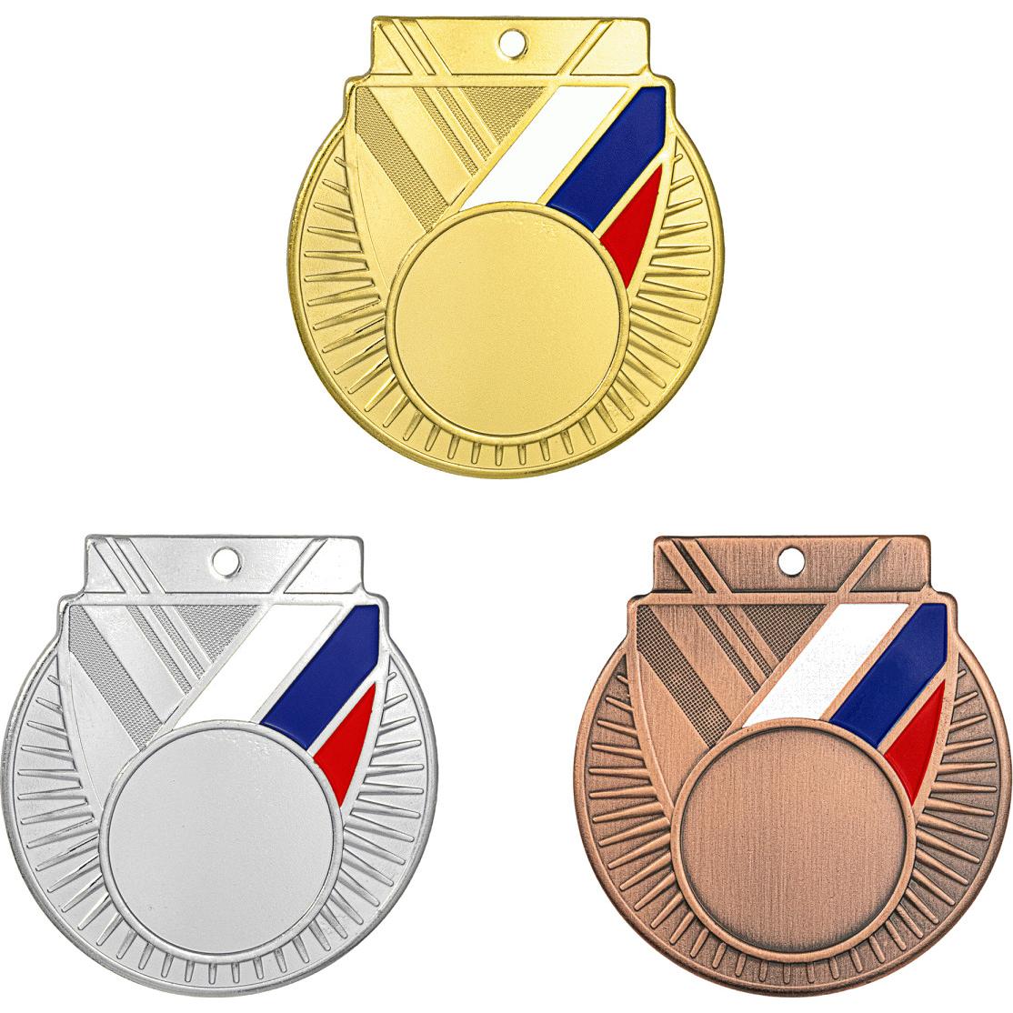 Комплект из трёх медалей №3498 (Диаметр 55 мм, металл. Место для вставок: лицевая диаметр 25 мм, обратная сторона размер по шаблону)