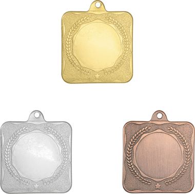Комплект из трёх медалей №3499 (Размер 40x46 мм, металл. Место для вставок: лицевая диаметр 25 мм, обратная сторона размер по шаблону)