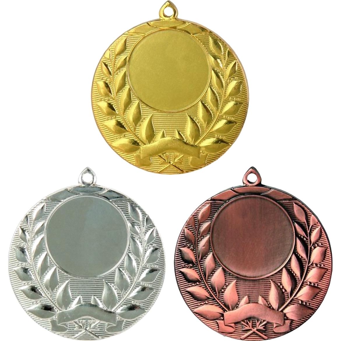 Комплект из трёх медалей №35 (Диаметр 50 мм, металл. Место для вставок: лицевая диаметр 25 мм, обратная сторона диаметр 46 мм)