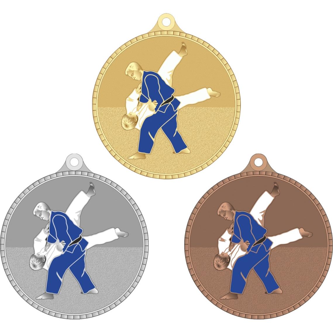 Комплект из трёх медалей №3535 (Дзюдо, диаметр 55 мм, металл. Место для вставок: обратная сторона диаметр 40 мм)