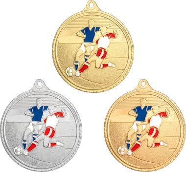 Комплект из трёх медалей №3536 (Футбол, диаметр 55 мм, металл. Место для вставок: обратная сторона размер по шаблону)