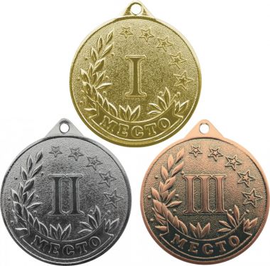 Комплект из трёх медалей №3548 (1, 2, 3 место, диаметр 40 мм, металл. Место для вставок: обратная сторона диаметр 36 мм)