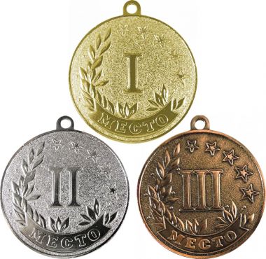 Комплект из трёх медалей №3550 (1, 2, 3 место, диаметр 50 мм, металл. Место для вставок: обратная сторона размер по шаблону)