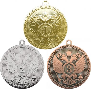 Комплект из трёх медалей №3554 (1, 2, 3 место, диаметр 50 мм, металл. Место для вставок: лицевая диаметр 25 мм, обратная сторона диаметр 46 мм)