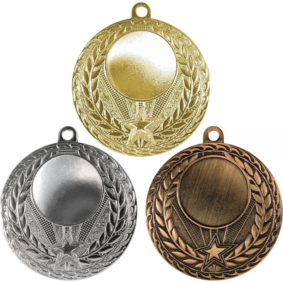 Комплект из трёх медалей №3555 (Диаметр 50 мм, металл. Место для вставок: обратная сторона размер по шаблону)