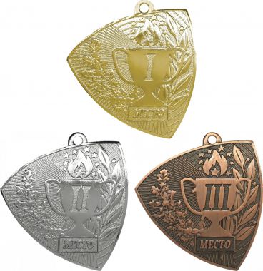 Комплект из трёх медалей №3568 (1, 2, 3 место, размер 55x55 мм, металл. Место для вставок: обратная сторона размер по шаблону)