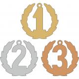 Комплект из трёх медалей №3569 (1, 2, 3 место, диаметр 55 мм, металл. Место для вставок: обратная сторона размер по шаблону)