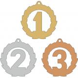 Комплект из трёх медалей №3576 (1, 2, 3 место, диаметр 60 мм, металл. Место для вставок: обратная сторона размер по шаблону)