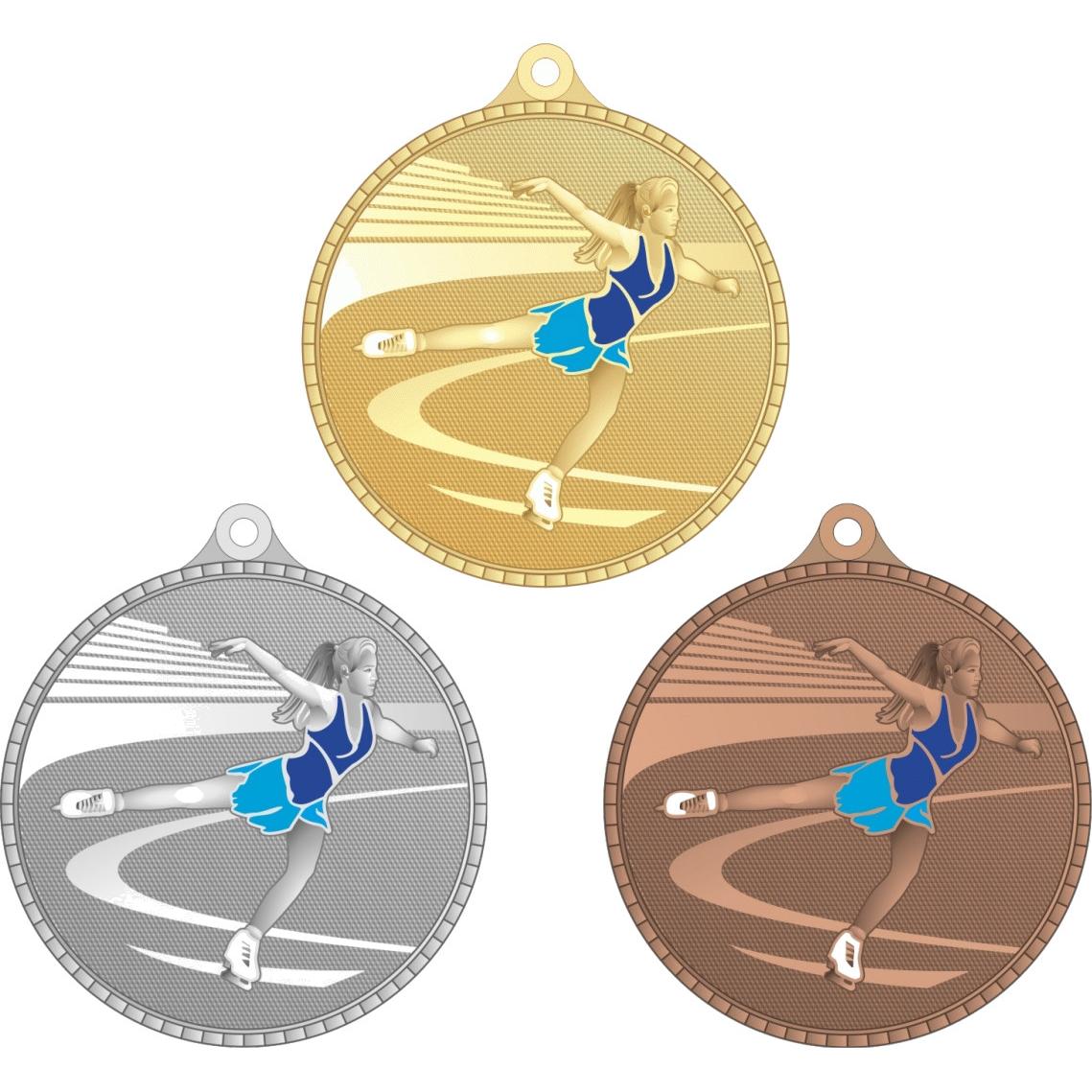Комплект из трёх медалей №3582 (Фигурное катание, диаметр 55 мм, металл. Место для вставок: обратная сторона диаметр 40 мм)