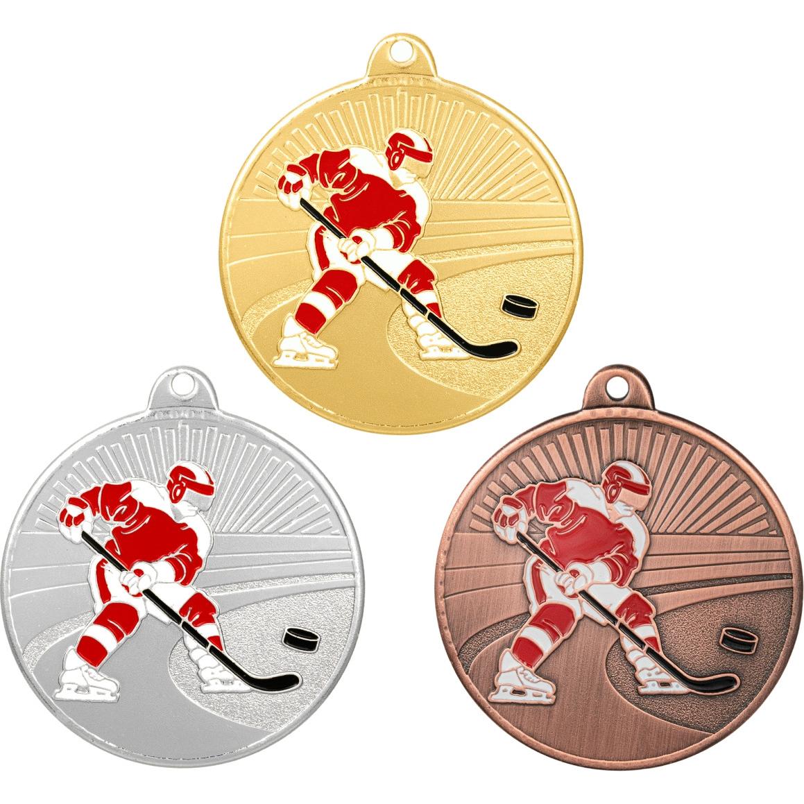 Комплект из трёх медалей №3615 (Хоккей, диаметр 50 мм, металл. Место для вставок: обратная сторона диаметр 45 мм)