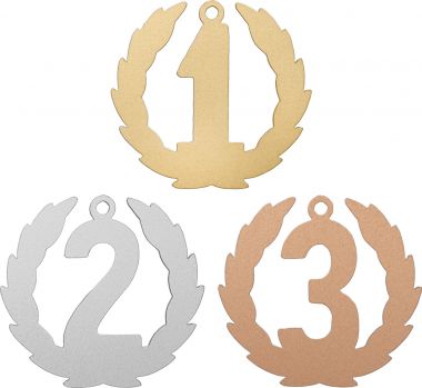 Комплект из трёх медалей №3638 (1, 2, 3 место, диаметр 55 мм, металл. Место для вставок: обратная сторона размер по шаблону)