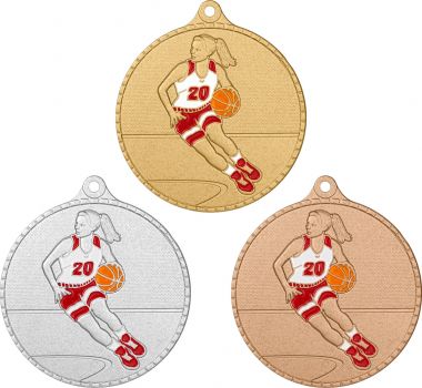 Комплект из трёх медалей №3662 (Баскетбол, диаметр 55 мм, металл. Место для вставок: обратная сторона размер по шаблону)