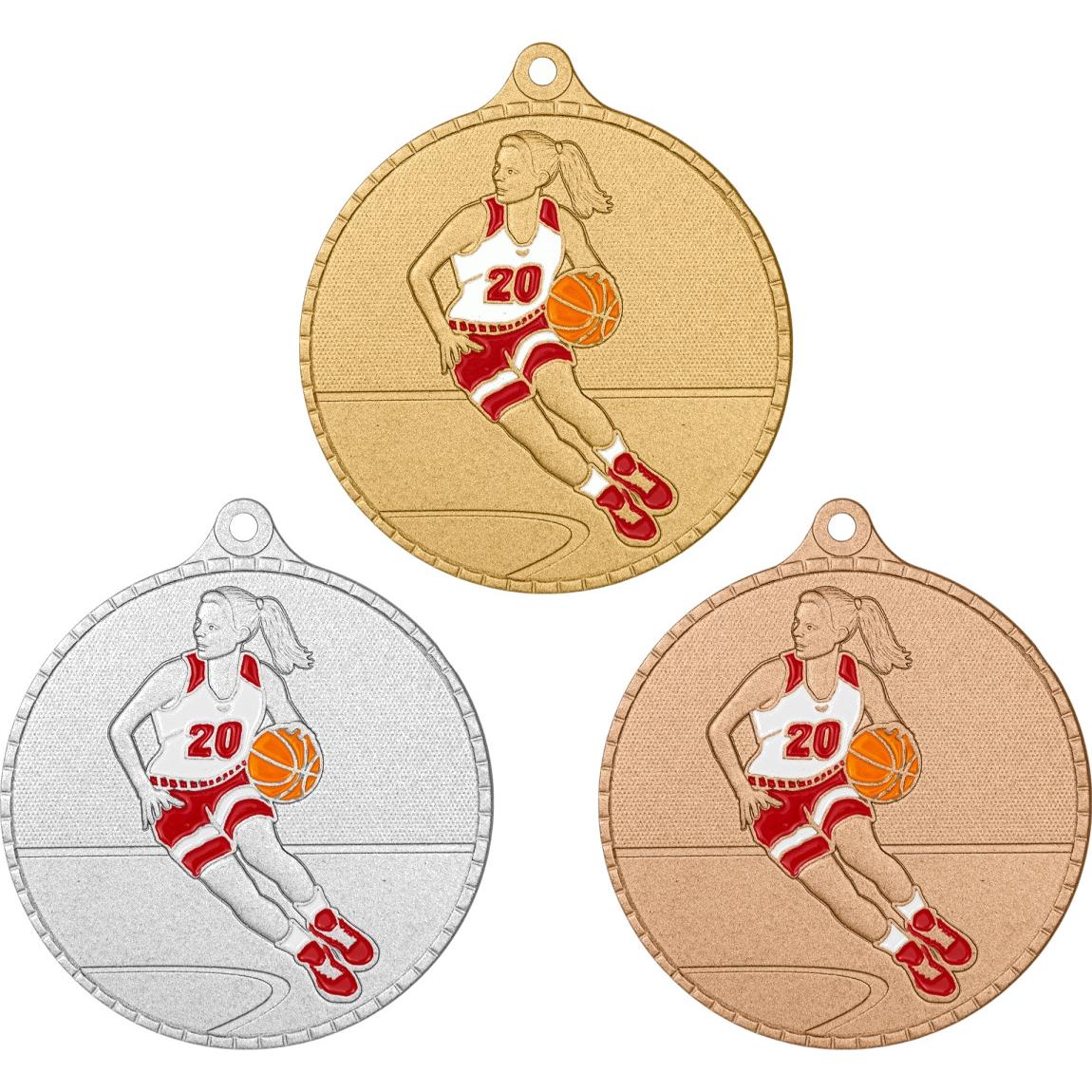 Комплект из трёх медалей №3662 (Баскетбол, диаметр 55 мм, металл. Место для вставок: обратная сторона размер по шаблону)